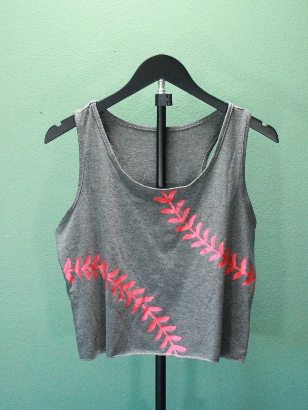 Women's Racerback Sleeveless Crop Top Baseball Stitch